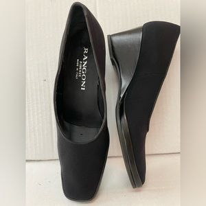 Rangoni Shoes Leather and Cloth Wedge Made in Italy Narrow Career Shoe Size 8